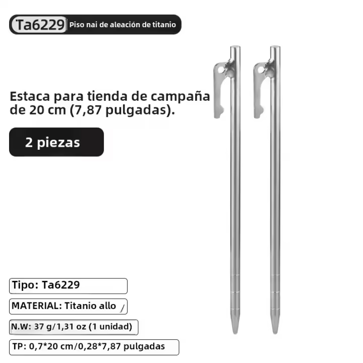 Tiartisan Palos De Tenda De Titanio Para Acampar Fuerte Y Anti-curvatura Herramientas De Camping De Diferentes Longitudes 20/24/30/35/40cm - 1