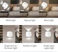 Lámpara De Pared LED Dual Recargable Luz De Toque Con Control Remoto Inalámbrico Rotación 360° Iluminación Ambiental Para Dormitorio Emergencia - details 4