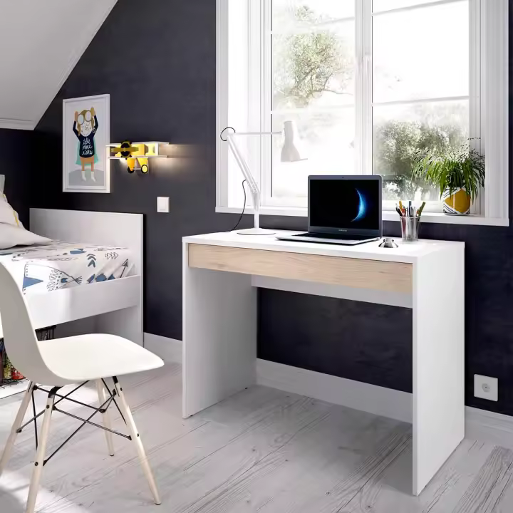 Dekit Escritorio Tok 1 Cajón Blanco/natural 74x90x50 Cm - Compacto y Resistente - 1