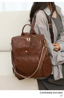 Nuevo bolso de cuero suave, gran capacidad, mochila retro europea y americana, gran capacidad, moda, color en contraste, mochila para mamá de doble propósito - details 12