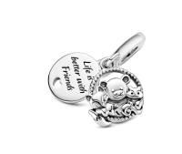 PANDORA Pasiones 799078C00-Colgante de Plata con diseño de Oso, Zorro y Ardilla, 13,9mm, Metal Precioso, Viene con El Paquete de Caja de Giunte original. - details 0