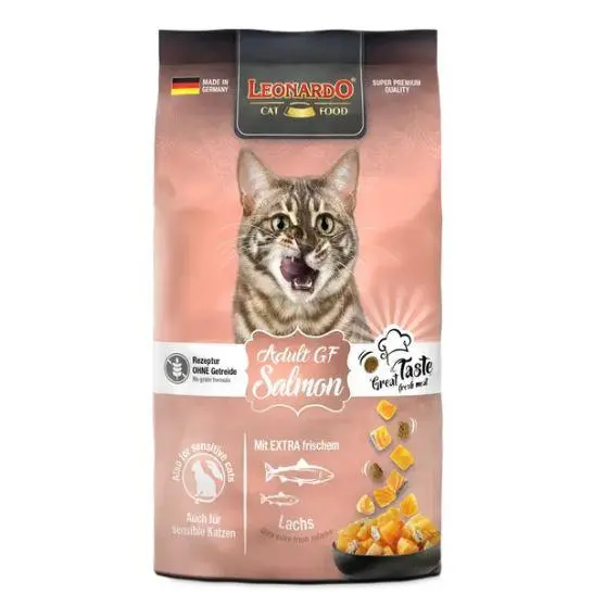 Leonardo Adult Grain Free Salmon Alimento seco sin Cereales para Gatos Adultos de Todas Las Razas a Partir de 1 año, 300gr, 1.8kg o 7.5kg - Leonardo Cat Food - 1