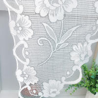Cortina Corta Blanca Con Tres Flores Para Sala De Estar Cortina De Ventana Con Cuerda Para Sujetar Estilo Japonés Y Coreano 100% Poliéster - details 9