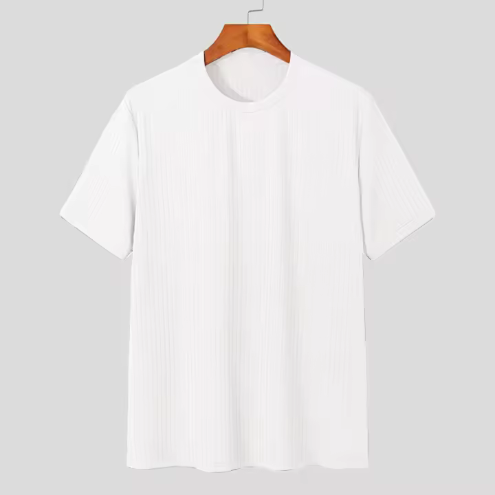Camiseta De Verano Para Hombre Lujo Ligero Suéter De Lana Estilo Coreano Cuello Redondo Manga Larga Color Sólido Suave Básico Popular - 1