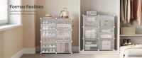 SONGMICS Mueble Zapatero Plástico, 12 Compartimentos, Zapatero Modular, Estantería Modular de Plástico, 32 x 124,4 x 124,6 cm Cada Cubo, con Puerta, Marco Acero, Panele Plástico, Blanco - details 0