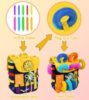 Mochila infantil Montessori con hebillas y cremalleras, juguetes sensoriales Montessori, actividades de aprendizaje a través del juego, se puede guardar y llevar en la espalda, mochila de juguetes de viaje - details 2