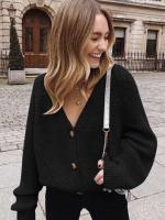 Cardigan Gris Para Mujer Suéter Suave Y Cómodo Con Botones V-Neck Estilo Vintage Adecuado Para Otoño E Invierno - details 2