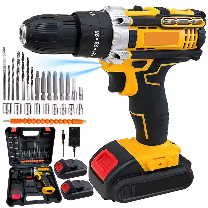 Cordless Electric Screwdriver Hand Drill Impact Drill  Battery Rechargeable With 2 Battery Electric Tools - 1