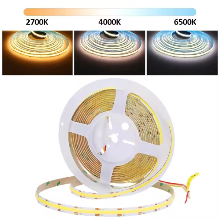 Tira De LED COB Flexible 12V 24V 608leds/m Dual Blanco WW CW NW 2700-6000K Dimmable Iluminación Lineal Decorativa Para Sala De Estar - 1