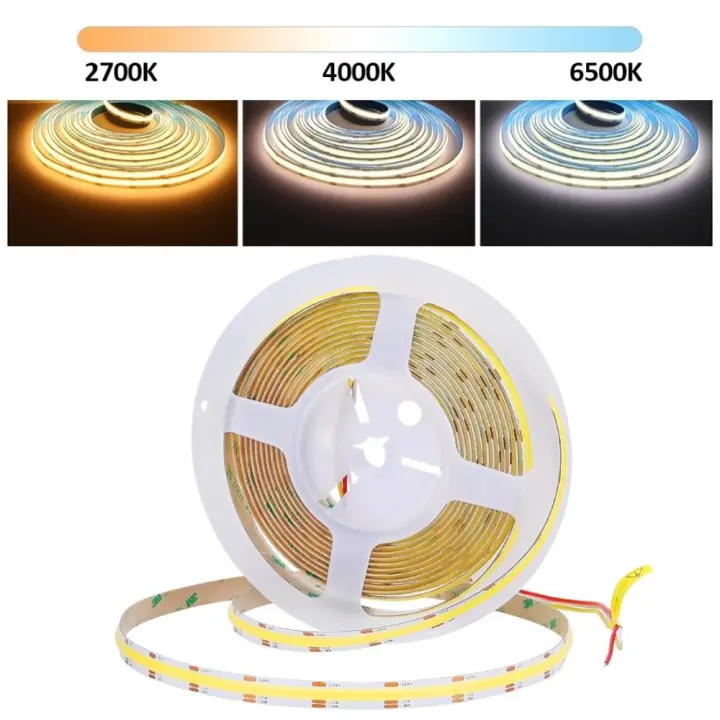 Tira De LED COB Flexible 12V 24V 608leds/m Dual Blanco WW CW NW 2700-6000K Dimmable Iluminación Lineal Decorativa Para Sala De Estar - 1