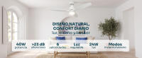 Mellerware - Ventilador de Techo Brizy Bright con Luz y Mando a Distancia. Modelo 2026 Color Blanco. 40W. 6 Velocidades. Ultra silencioso. 3 Aspas 132 de Diámetro. Función Verano-Invierno. Temporizador. LED - details 1