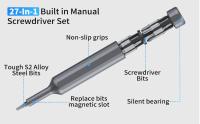 Juego De Destornilladores Precisi\u00f3n 27/39 En 1 Con Punta Manual Y Magn\u00e9tica Torx Phillips Herramienta De Reparaci\u00f3n Mini Multifuncional De Acero Cr\u00e1m Magento - details 1