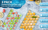 Cubiteras para Hacer Hielo con Tapa y Recipientes, Con 3 Bandejas de Silicona Moldes de Hielo sin BPA y Fácil de Liberar 33x3 mini Bolas de Hielo de 25mm para Café, Jugo, Cócteles, Whisky - details 0