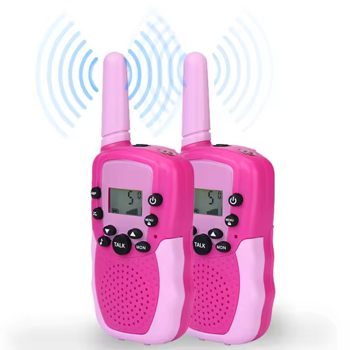 NK Pack 3 Walkie Talkies para Niños de 4 5 6 7 8 9 Años (Pilas Incluidas) - Larga Distancia 3km, Pantalla LED, 8 Canales, Juguete Infantil con Linterna, Regalo Navidad Cumpleaños (3 Unidades) - 1