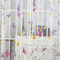 Cortinas De Ventana De Tela Gauze Natural Con Mariposas Y Ramas Para Dormitorio Y Sala De Estar Estilo Rustico Impresión En Ventana - details 6