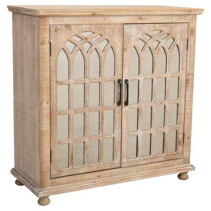 Aparador de madera y cristal de 2 puertas 90x38x85 - 1