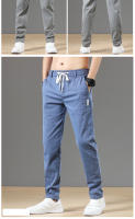 Pantalones Casuales Para Hombre De Algodón Y Spandex Con Cintura Elástica Y Cordón Estilo Clásico Y Moda Para Primavera Otoño Trousers Gris Cargo Ajustables De 28-38 - details 5