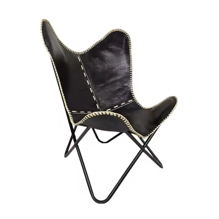 100% cuero Vintage Relax brazo mariposa silla salón acento hogar y jardín silla - 1