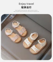 Sandalias De Verano Para Niñas Moda Bordada Transpirables Tallas Trueñas PU Cuero Cierre De Correa Flats Abiertos Para Playa Y Uso Casual - details 1