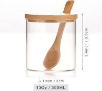 1 bote para condimentos, caja para condimentos, frasco de vidrio con tapa de bambú, azucarero, salero con cuchara de madera, 283 g - details 0