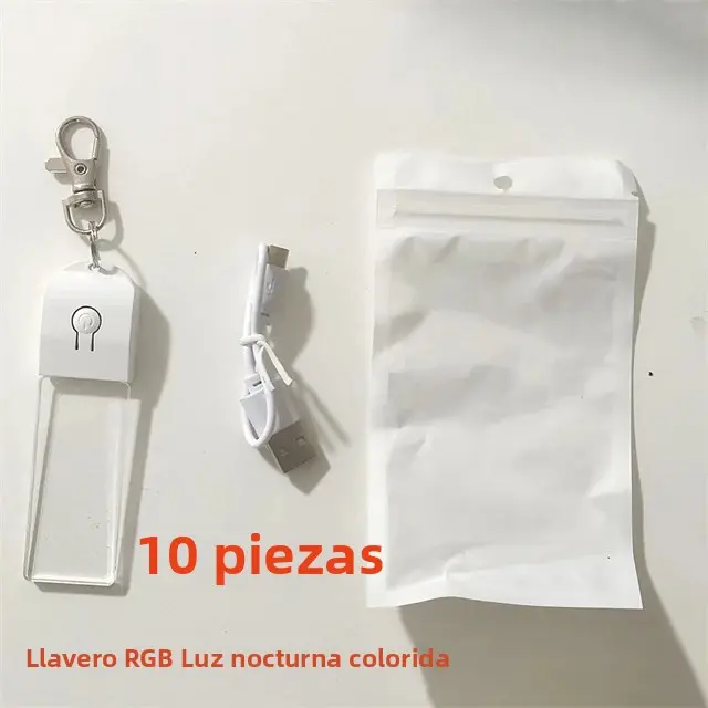 Llavero Recargable Con Luz LED De 10 Piezas Anillo De Acrílico Luz Nocturna USB Batería Recargable 7 Colores DIY Lámpara Para Dropshipping - 1