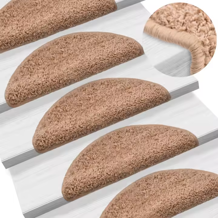 vidaXL Alfombras de peldaños de escalera 15 uds beige 56x17x3 cm - 1