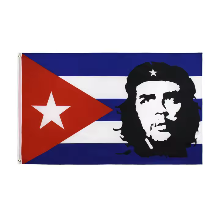 Bandera De Cuba Con Héroe Ernesto Guevara Y Bandera Heroica 90x150 Cm FLAGLINK Decoración Para Interiores Y Exteriores - 1