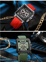 Reloj De Cuarzo Para Hombre MEGIR Con Cronógrafo Y Luz Propia Pantalla Cuadrada Resistente Al Agua Y Al Aire Libre Correa De Silicona Moda Casual - details 5
