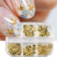 6Grillas De Lujo Para Uñas Con Encantos De Océano Con Delfín Y Estrella De Mar Diseño De Hawaii Figuras De Metal Dorado Accesorios De Arte De Manicura - details 2