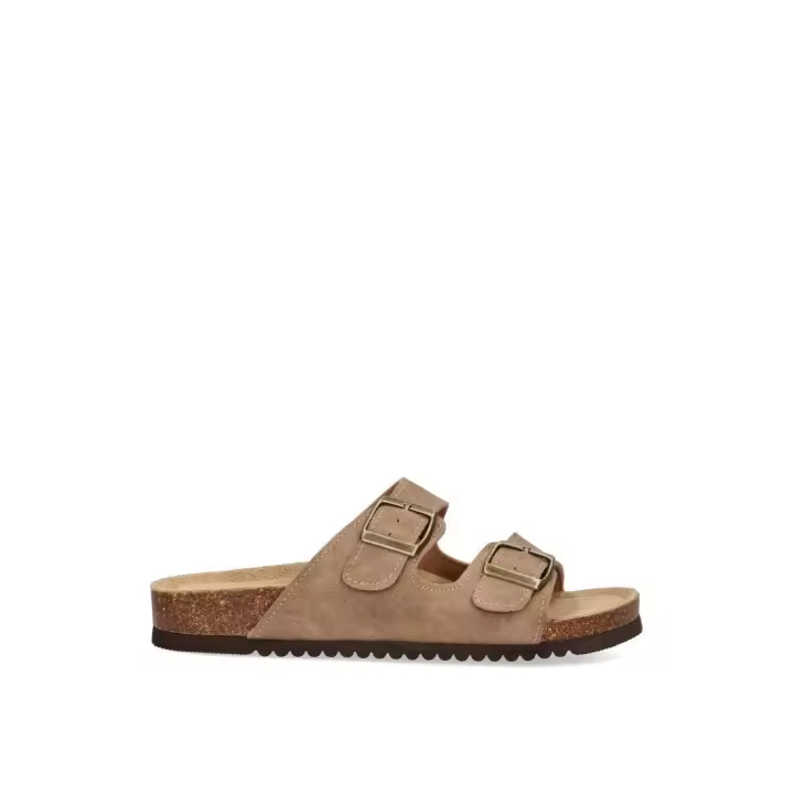 SANDALIA PISO BIO DOBLE HEBILLA ETIKA ARENAL 10015 MUJER, TAUPE - 1