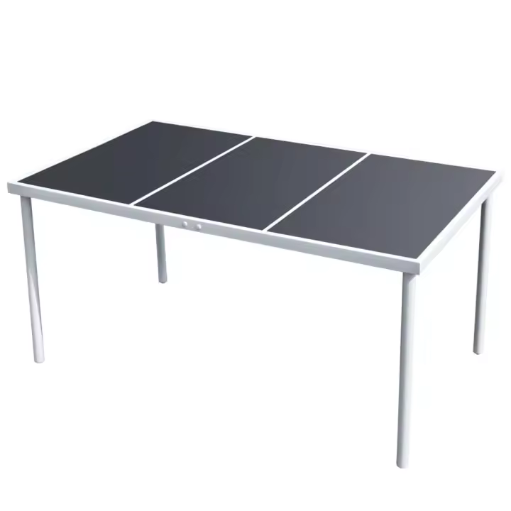 vidaXL Mesa de jardín de acero negra 150x90x74 cm - 1