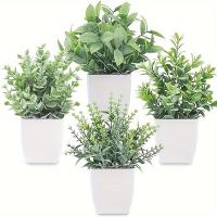 4pcs Bonsái De Simulación Plantas Verdes Artificiales En Macetas Para Decoración De Hogar Dormitorio Sala De Estar Baño Estilo Rústico Farmhouse - details 0