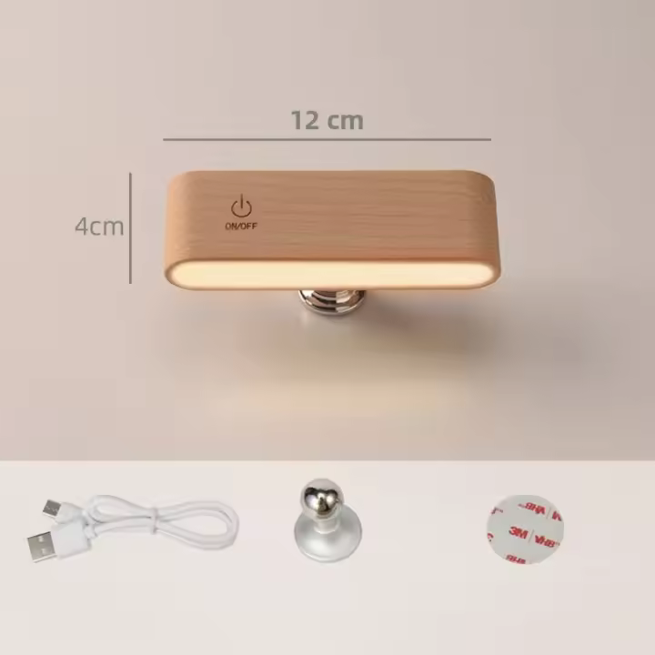 Lámpara De Mesa Pequeña De Madera Sólida Con LED Luz De Ambiente Moderna Y Minimalista Para Dormitorio Sin Necesidad De Perforación Lámpara De Borde - 1