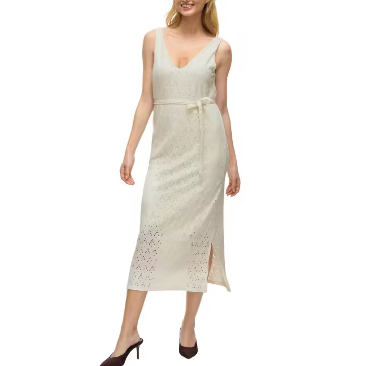 VIAMALINA V-NECK S/L MIDI DRESS/PB Birch - 1