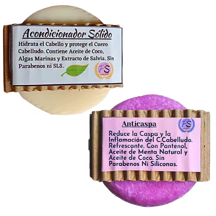 Acondicionador Sólido + Champú Sólido Anticaspa. Pumarshop Cinnia Natura. Suaviza el Cabello y Nutre. Elimina el picor - 1