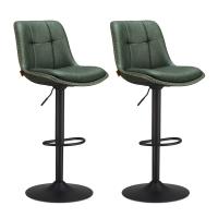 Set de 2 taburetes de bar giratorios y regulables, acolchado, con respaldo y reposapiés, de acero, para cocina y comedor, color negro tinta o marrón caramelo - details 17