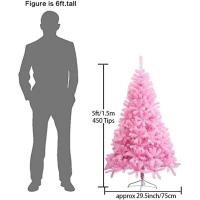 MEJORADA Árbol de Navidad Rosa Artificial Abeto Extra Relleno de Hoja Espumillón 150-300cm Arboles C/Soporte Metálico - details 6
