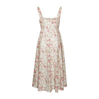 Vestido De Playa Para Mujer Con Estampado Floral Cuello Cuadrado Ajuste Frontal Y Abertura En Pierna Midi Polyester Sin Mangas Vestido De Noche - details 59