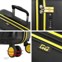 Lois - Set de 2 Maletas Rígidas Zion (Cabina + Grande) - ABS Resistente, Candado TSA, Puerto USB, Color Negro con Detalles Amarillos, Capacidad Total 110L - details 1