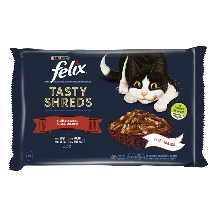 Felix Tasty Shreds Festín de Sabores Filetes en Salsa para Gatos  Comida húmeda para gatos - 1