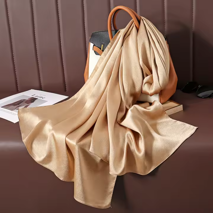 Pañuelo De Seda Lujoso Para Mujer En Color Sólido Moda Comodidad Y Versatilidad Shawl Muffler Neckerchief Bandanna Para Exterior - 1