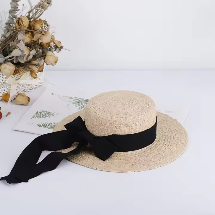 Sombrero De Paja RAFFIA Elegante Para Mujeres Con Gran Ala Sombrero De Verano Para El Sol Sombrero De Golf Sombrero De Paja De Lona - 1