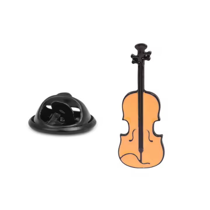 Gemelolandia | Pin de Solapa Violín Marrón 2D 37x18mm - 1
