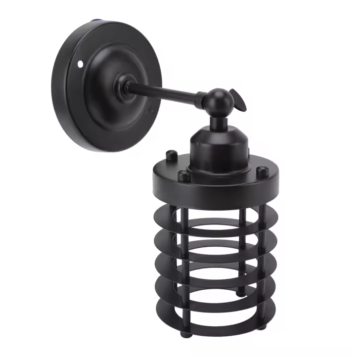 Lámpara de pared vintage Base Negra E27 Estilo rústico vintage Metal duradero Instalación rápida Aplique de pared rústico 85 A - 1