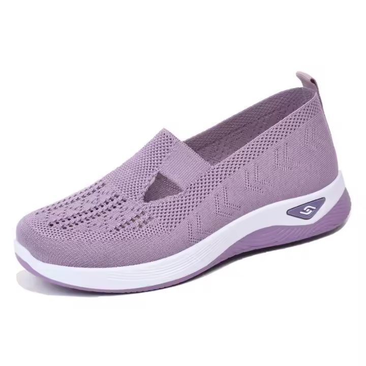 Zapatillas De Mujer En Color Sólido Transpirables Zapatillas Casuales De Verano De Bajo Térmico Tejidas Zapatos Casuales Para Mamá - 1