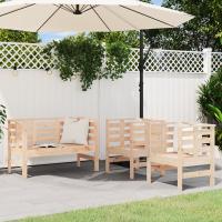 vidaXL Juego de muebles jardín 3 pzas madera maciza en color Pino marrón miel/Douglas natural/Pino natural y más | almacenamiento funcional diseño moderno para baño dormitorio sala - details 2