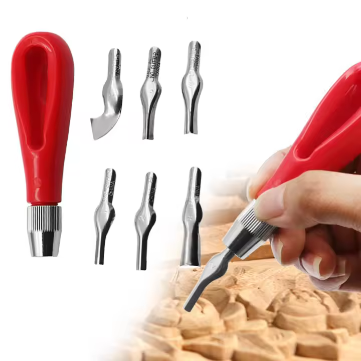 7pcs Herramienta De Grabado En Madera Chispa Redonda Profunda Acero 45 Herramienta De Grabado Para Carpintería Y Trabajos Manuales - 1