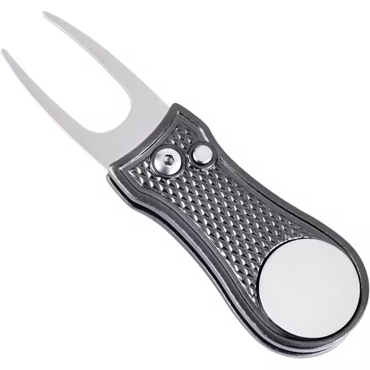 Herramienta para césped de golf plegable totalmente de metal con botón de expulsión y marcadores de bolas magnéticos - 1
