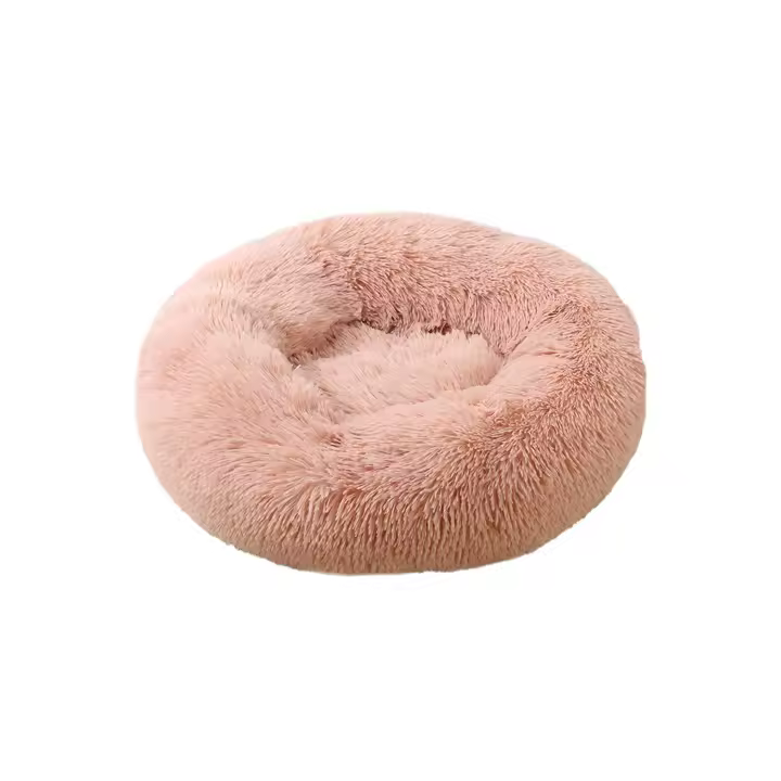 GREATOYAR Cama para Mascotas Pequeños, Cama Perro, Cama Gato Redonda, Cama de Mascota de Donut, Inferior Antideslizante, Cómodo, Cálida, 55X25cm, Color Rosa/Gris/Crema - 1