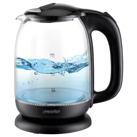 mesko |   Hervidor de agua |   MS 1302b |   Eléctrico |   2200 vatios |   1,7 litros |   cristal |   Base giratoria 360° ° |   negro - 1